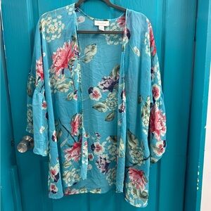 Motherhood Maternity Blue sheer Cardigan floral print